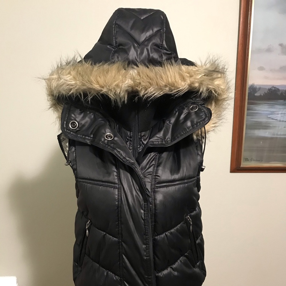 INC International Concepts Vest w/ Faux fur Hoodie